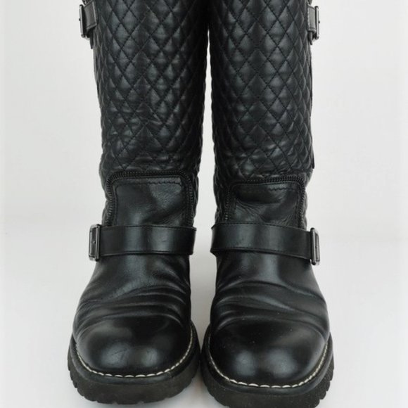 Chanel Quilted Leather Motorcycle Boots - Picture 2 of 8